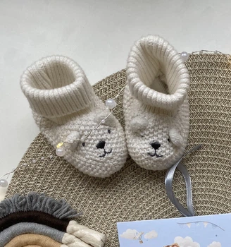 Дитячі в'язані пінетки 12-18 місяців Ведмедики HeyBaby