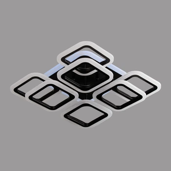 Люстра светодиодная квадратная с RGB подсветкой и пультом управления SVET SL-5342-4+4C BK+RGB
