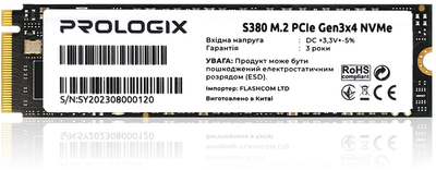 Накопитель SSD 256GB Prologix S380 M.2 2280 PCIe 3.0 x4 NVMe TLC (478355)