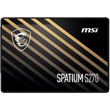 Накопитель SSD MSI Spatium S270 480 ГБ для ПК – SATA III, 3D NAND, чтение 500 МБ/с, запись 450 МБ/с(DL_006D584AF586)