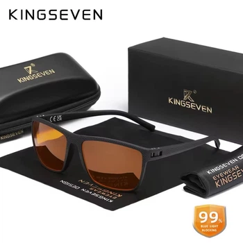 Очки компьютерные Blue Blocker 99% для мужчин и женщин KINGSEVEN 755 Bright Black Amber F3