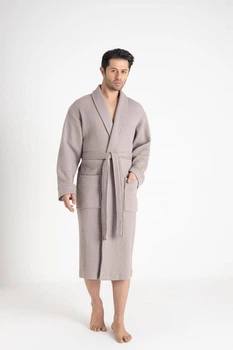 Чоловічий мусліновий халат Nusa 24670 сірий 3XL