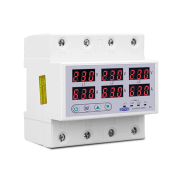 Цифрове трифазне реле напруги TOMZN TOVPD3-100VA 100А 3Р+N із захистом від перевантаження по струму