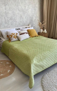 Покривало ТЕП велюрове Velour Ромб круглий Салатовий Полуторне 150х210 см Двостороннє