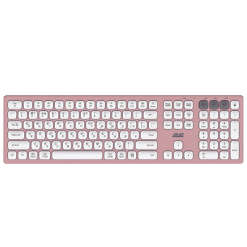 Клавиатура 2E KS270, Bluetooth / USB 2.4GHz, до 10 м, 2xAAA, Pink/White