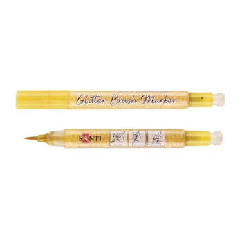 Маркер акварельный Santi Glitter Brush кисть 13 золотой (390762)