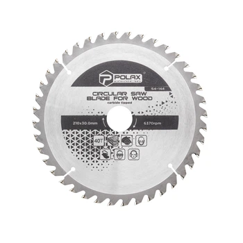 Диск пильный Polax по дереву с твердосплавными напайками 210x30.0/25.4, 40Т (54-144)