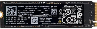 SSD диск Western Digital SN810 256GB M.2 2280 PCIe 4.0 x4 NVMe 3D NAND TLC (SDCQNRY-256G)