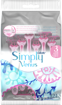 Одноразові верстати для гоління жіночі Simply Venus 3, 12 шт