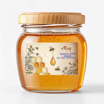Наклейки для мёда – этикетки для банок с мёдом 10x6 cм, 30 штук ENTERSTORE (art. HNY-1060-2504-30)