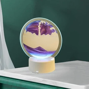 Настільна LED лампа нічник RGB Пісочний годинник 3D Sandscape. Картина Рухомий пісок