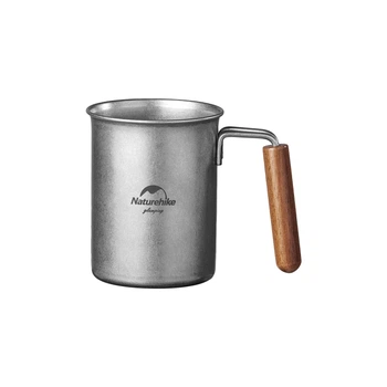 Кружка з дерев'яною ручкою Naturehike NH21SJ001 350 мл 7.7x9.6 см сталь 304 (6927595784594)