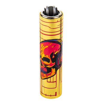 Зажигалка Clipper Mini Metal Case DJ Gold Skull