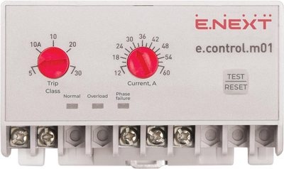 Реле захисту для трифазних асинхронних електродвигунів e.control.m01 від 12 до 60 А