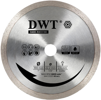 Алмазный отрезной диск DWT 180 x 2.4 x 22.2 мм (DADD-RW22180)