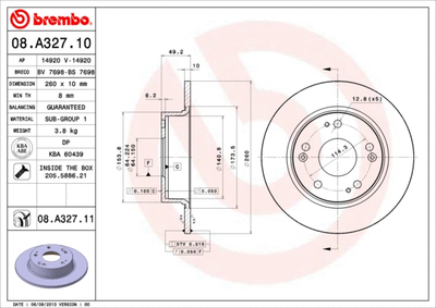 Гальмівний диск Brembo (08A32711)