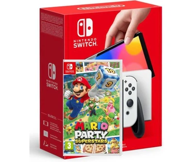 Nintendo Switch (OLED model) White + Игра Mario Party Superstars (русская версия)