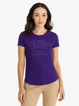 Футболка хлопковая женская U.S. Polo Assn 216512-1D00A(Phoenicia Purple) XS Фиолетовая с принтом (786662116425)