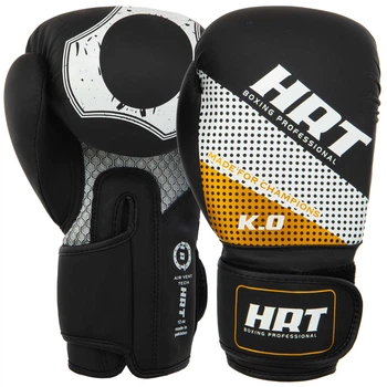 Перчатки боксерские PU HARD TOUCH BO-8469 (размер 12oz, Черный-золотой) (BO-8469_Черный-золотой_12_унц)