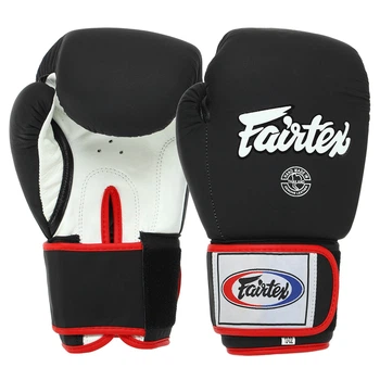 Перчатки боксерские кожаные FARTEX F-8577 черный-белый, размер 10 oz