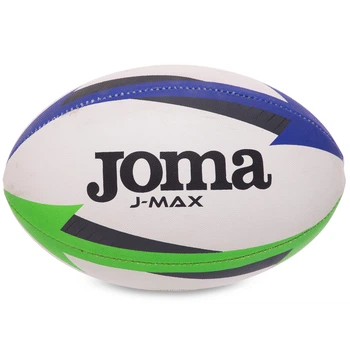 Мяч для регби юниорский размер 4 Joma J-MAX 400680-217 10-14 лет (резина 70%, полиэстер, хлопок, №4, 360-390гр, синий-зеленый)