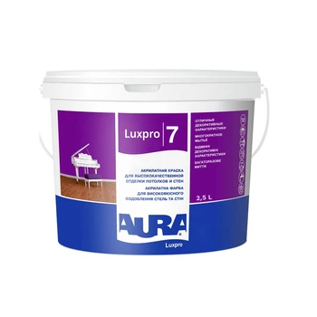 Интерьерная краска вододисперсионная Aura LuxPro 7 белая 2,5 л