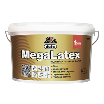 Интерьерная краска латексная Dufa Megalatex D120 матовая белая 1,4 кг