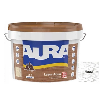 Лазурь декоративная Aura Lasur Aqua для защиты древесины белая 2,5 л