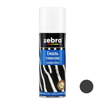 Эмаль глянцевая профессиональная ZEBRA 999 RAL 7024 темно-серый 400 мл