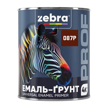 Эмаль-грунт Zebra PROF 1187 087P красно-коричневая 0,8 кг