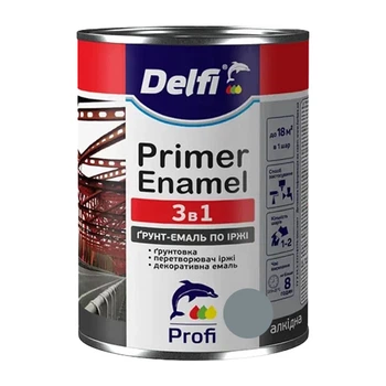 Грунт-эмаль по ржавчине Delfi 3 в 1 серая 0,9 кг