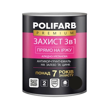 Эмаль Polifarb Защита 3 в 1 антикоррозионная черная 2,5 кг