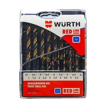 Набор сверл по металлу Wurth Red Line 06247001 HSS DIN338 1-10 мм 19 шт