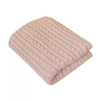 Плед вязаный Прованс Soft косы 220*240 пудра