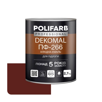 Эмаль алкидная Polifarb DekoMal ПФ-266 красно-коричневая 2,7 кг