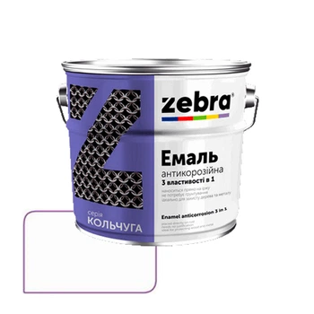 Эмаль антикоррозионная Zebra 3 в 1 Кольчуга 12 белая 2 кг