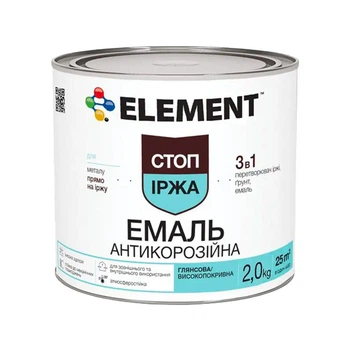 Эмаль антикоррозионная Element 3 в 1 Стоп ржавчина графит 2 кг