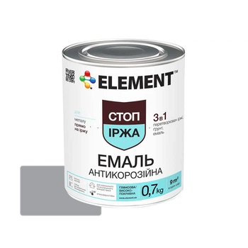 Эмаль антикоррозийная Element 3 в 1 Стоп ржавчина серая 0,75 л