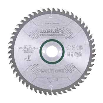 Диск пильный Metabo 628083000 HW/CT 60 FZ/TZ 216*2,4*30 мм