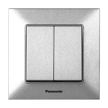 Выключатель двухклавишный Panasonic Arkedia Slim серебряный
