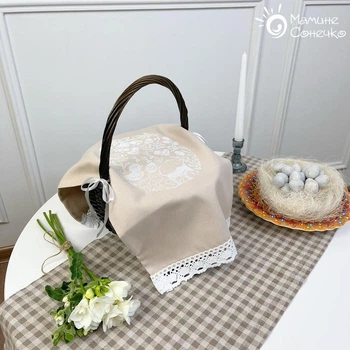 Пасхальное полотенце Мамине Сонечко Крашенка, 55*32 см, лён капучино (арт. 0-038)
