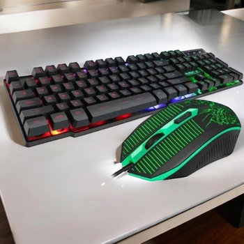 Проводная игровая клавиатура с мышкой iMICE KM-680 Black с английской раскладкой и LED подсветкой