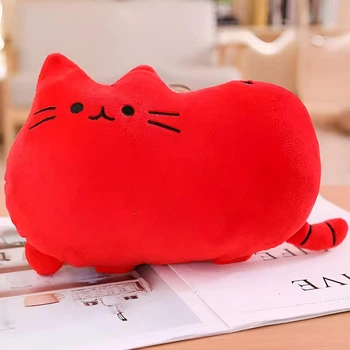 Мягкая плюшевая игрушка подушка-обнимашка Кот Пушын 25см красный