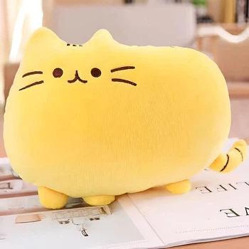 Мягкая плюшевая игрушка подушка-обнимашка Кот Пушын 25см желтый