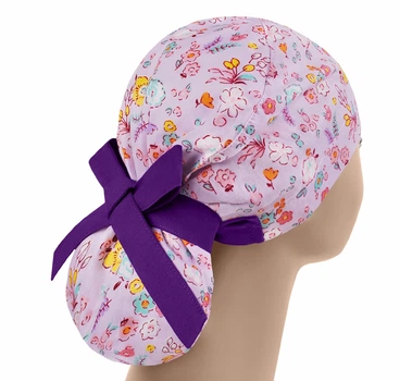 Медицинская шапочка женская PonyTopHat универсальная принт мультяшные Цветочки