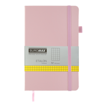 Книга записна Buromax Etalon 125*195мм 96 аркушів у клітинку обкладинка штучна шкіра Рожева (BM.291160-10)