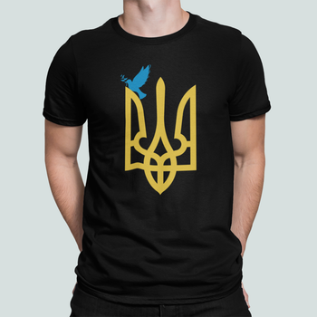 Чоловіча Патріотична футболка Stedman з принтом Український герб і птах Чорний XXL