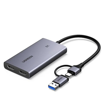Карта відеозахоплення UGREEN CM726 4K@30Hz, USB-A/C на HDMI, формати YUY2/MJPEG, Live Stream Recording Grey (25773)