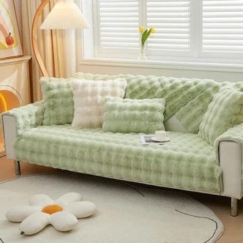 М'яка накидка для дивану хутряна Diana Textile, Зелений, 90х160 см, Штучне хутро