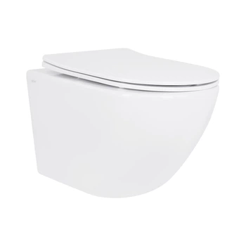 Унитаз подвесной Jay Rimless 485×360×320 мм, White, с сиденьем Slim Duroplast/ Soft-close/ Quick Relase QT07335177RW Qtap